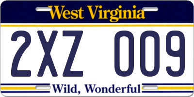 WV license plate 2XZ009
