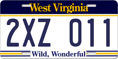 WV license plate 2XZ011