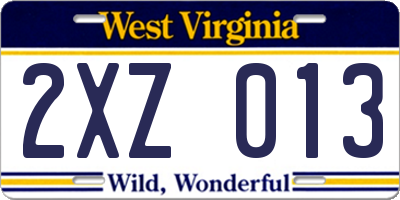 WV license plate 2XZ013