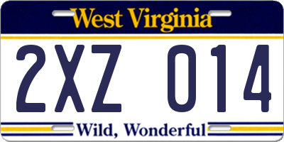 WV license plate 2XZ014