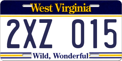 WV license plate 2XZ015