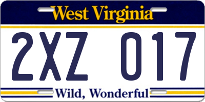 WV license plate 2XZ017