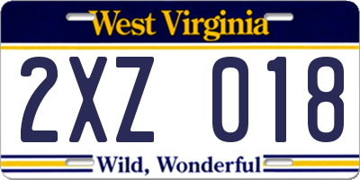 WV license plate 2XZ018