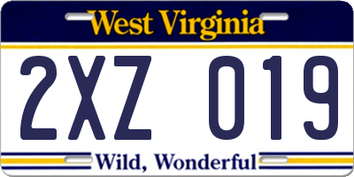 WV license plate 2XZ019