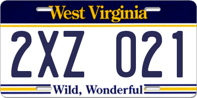 WV license plate 2XZ021