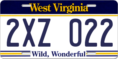 WV license plate 2XZ022
