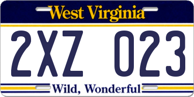 WV license plate 2XZ023