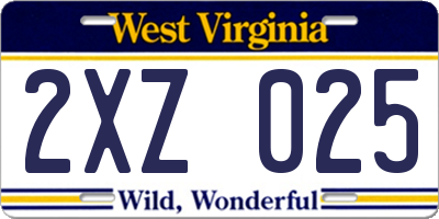 WV license plate 2XZ025