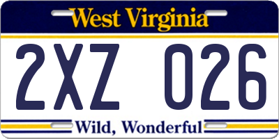WV license plate 2XZ026