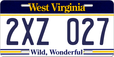 WV license plate 2XZ027