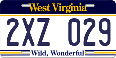 WV license plate 2XZ029