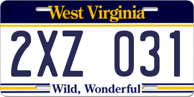 WV license plate 2XZ031