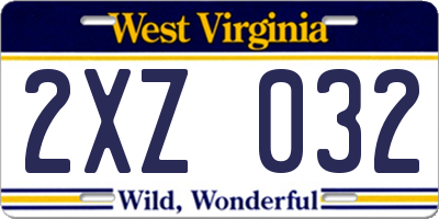 WV license plate 2XZ032