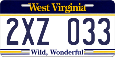 WV license plate 2XZ033