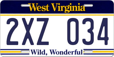 WV license plate 2XZ034