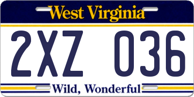 WV license plate 2XZ036