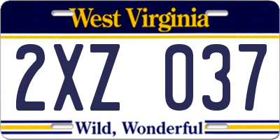 WV license plate 2XZ037