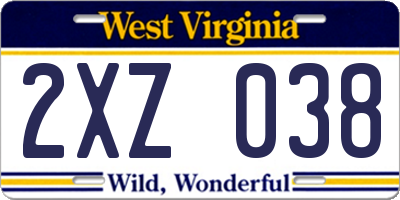WV license plate 2XZ038