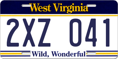 WV license plate 2XZ041