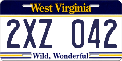 WV license plate 2XZ042
