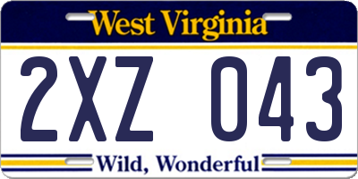 WV license plate 2XZ043