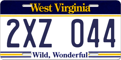 WV license plate 2XZ044