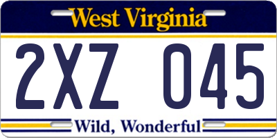 WV license plate 2XZ045