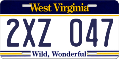 WV license plate 2XZ047