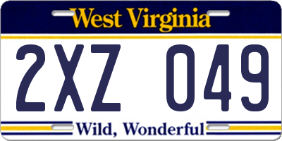 WV license plate 2XZ049