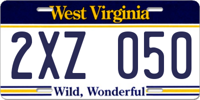 WV license plate 2XZ050