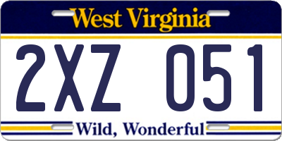 WV license plate 2XZ051