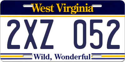 WV license plate 2XZ052