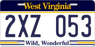 WV license plate 2XZ053