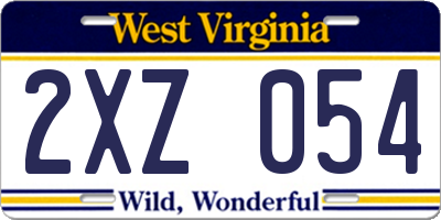 WV license plate 2XZ054