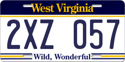 WV license plate 2XZ057
