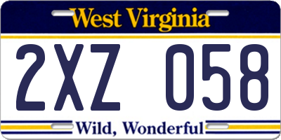 WV license plate 2XZ058