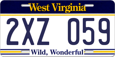 WV license plate 2XZ059