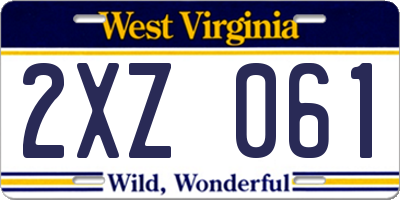 WV license plate 2XZ061