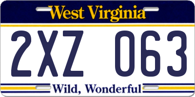 WV license plate 2XZ063