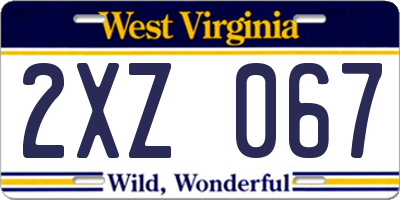 WV license plate 2XZ067