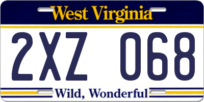 WV license plate 2XZ068