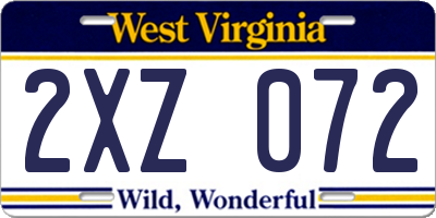 WV license plate 2XZ072
