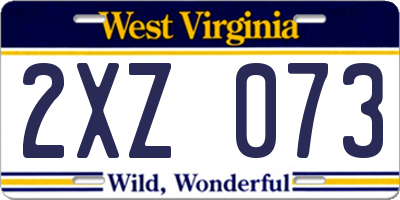 WV license plate 2XZ073