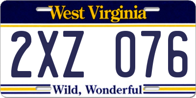 WV license plate 2XZ076