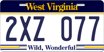WV license plate 2XZ077