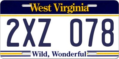 WV license plate 2XZ078