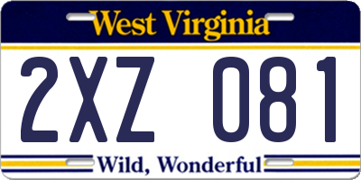 WV license plate 2XZ081