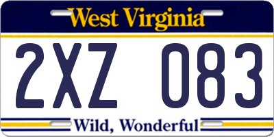 WV license plate 2XZ083