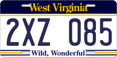 WV license plate 2XZ085