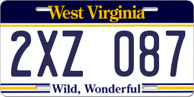 WV license plate 2XZ087